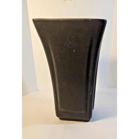 Halloween Pottery Matte Black Mid Century Modern Vase 9" - Picture 2 of 7